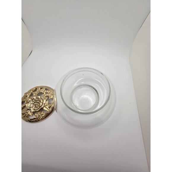 Pewter Top Glass Potpourri Jar Rose Design Canada 1988 - Picture 6 of 7